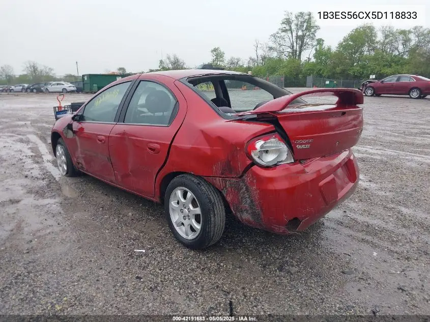 2005 Dodge Neon Sxt VIN: 1B3ES56CX5D118833 Lot: 42191683