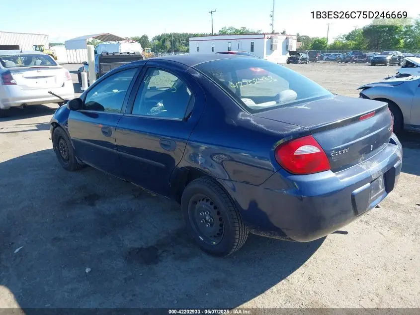 2005 Dodge Neon Se VIN: 1B3ES26C75D246669 Lot: 42202933