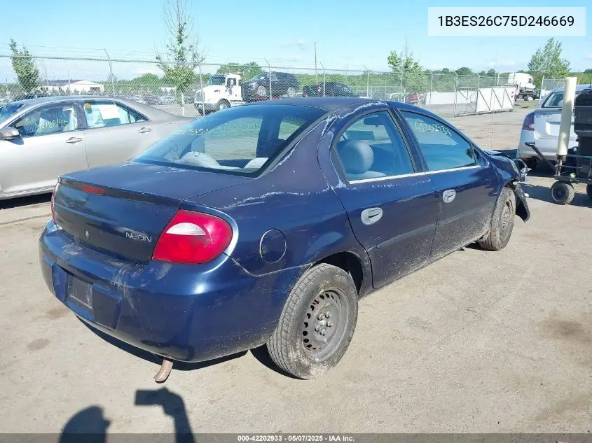 2005 Dodge Neon Se VIN: 1B3ES26C75D246669 Lot: 42202933