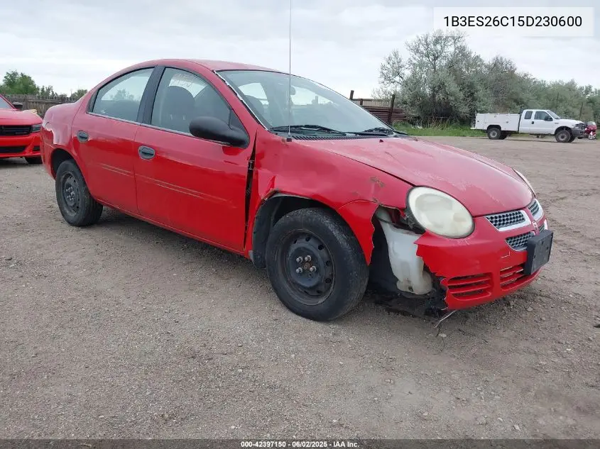 2005 Dodge Neon Se VIN: 1B3ES26C15D230600 Lot: 42397150