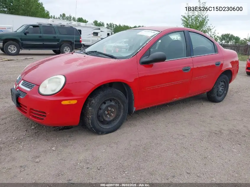 2005 Dodge Neon Se VIN: 1B3ES26C15D230600 Lot: 42397150