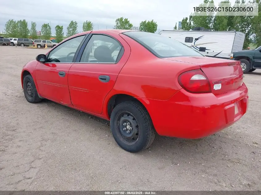 2005 Dodge Neon Se VIN: 1B3ES26C15D230600 Lot: 42397150