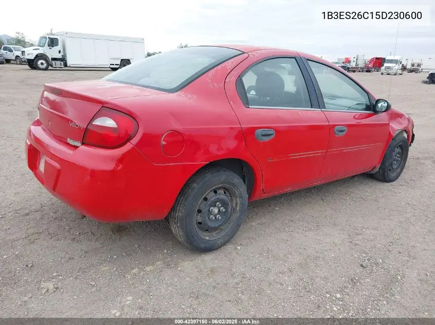 2005 Dodge Neon Se VIN: 1B3ES26C15D230600 Lot: 42397150