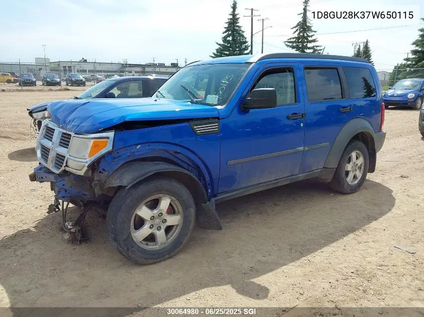 2007 Dodge Nitro Sxt VIN: 1D8GU28K37W650115 Lot: 30064980