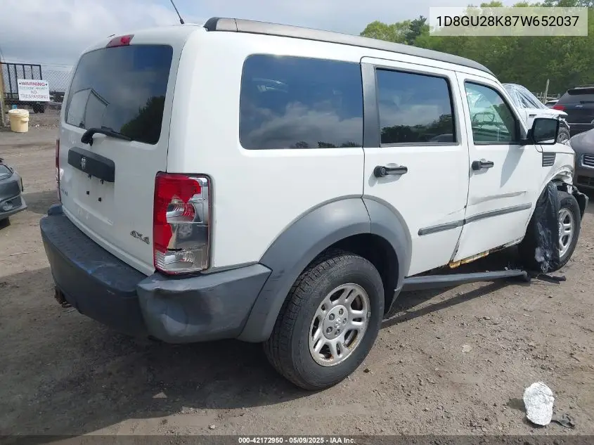 2007 Dodge Nitro Sxt VIN: 1D8GU28K87W652037 Lot: 42172950