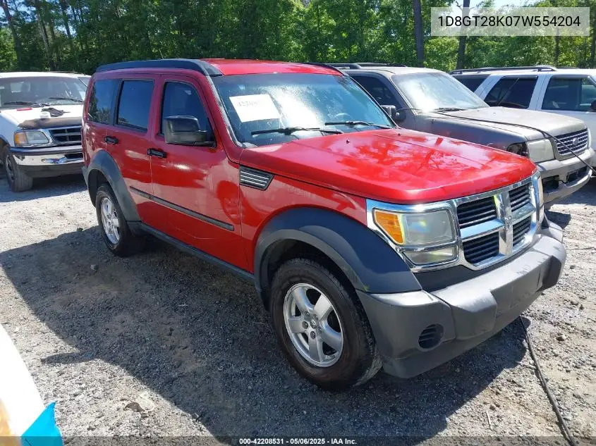 2007 Dodge Nitro Sxt VIN: 1D8GT28K07W554204 Lot: 42208531