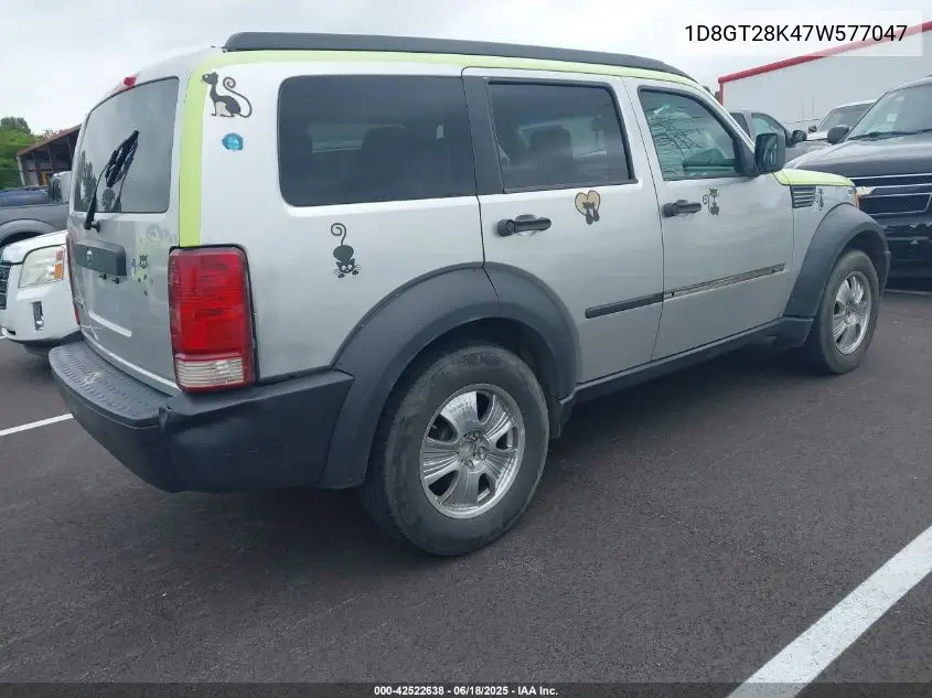 2007 Dodge Nitro Sxt VIN: 1D8GT28K47W577047 Lot: 42522638