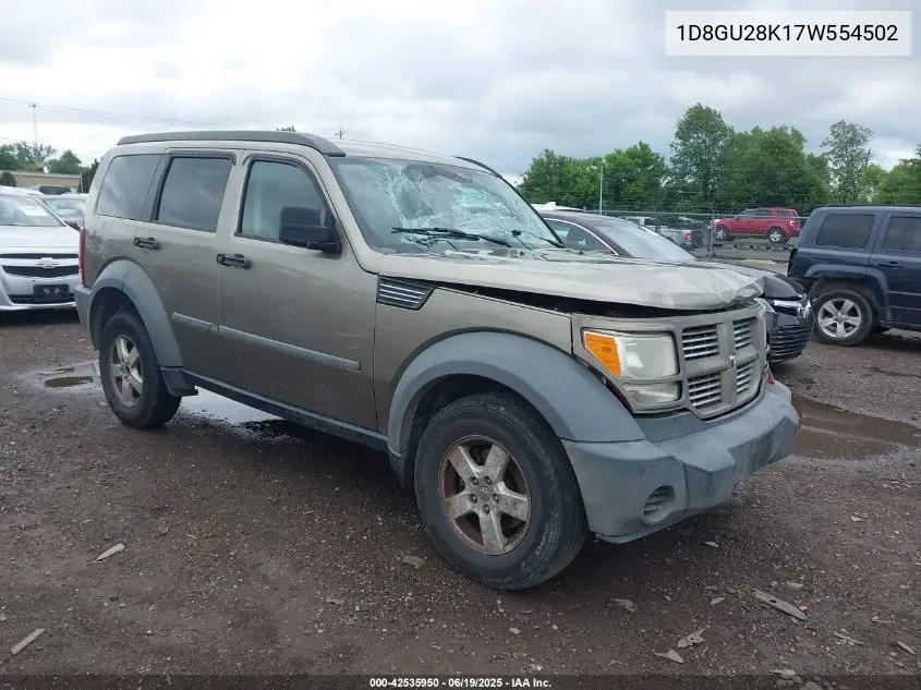 2007 Dodge Nitro Sxt VIN: 1D8GU28K17W554502 Lot: 42535950