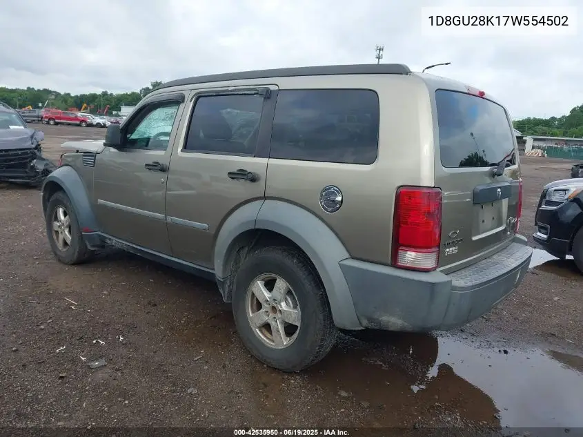 2007 Dodge Nitro Sxt VIN: 1D8GU28K17W554502 Lot: 42535950