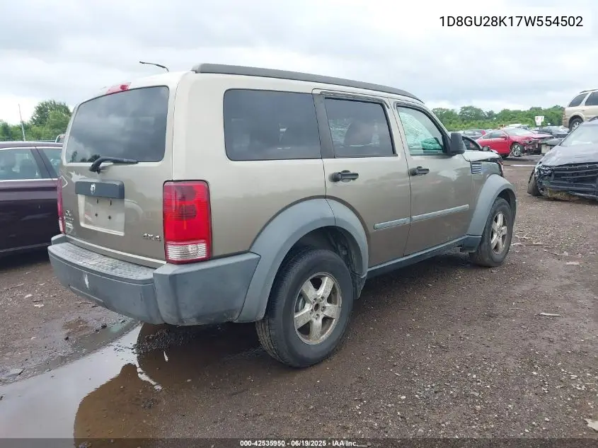 2007 Dodge Nitro Sxt VIN: 1D8GU28K17W554502 Lot: 42535950