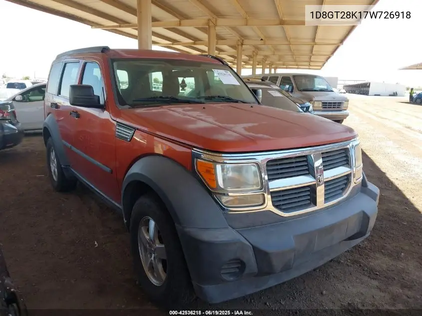 2007 Dodge Nitro Sxt VIN: 1D8GT28K17W726918 Lot: 42536218