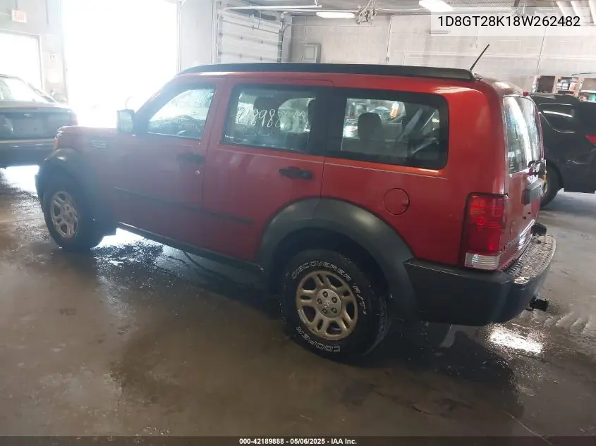 2008 Dodge Nitro Sxt VIN: 1D8GT28K18W262482 Lot: 42189888