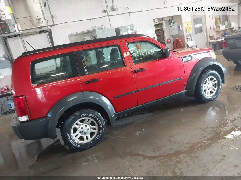 2008 Dodge Nitro Sxt VIN: 1D8GT28K18W262482 Lot: 42189888