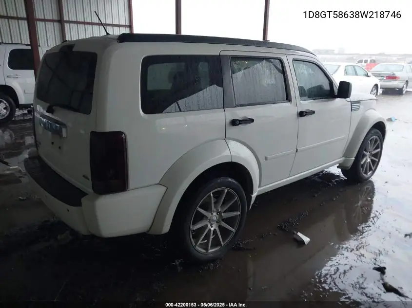 2008 Dodge Nitro Slt/Rt VIN: 1D8GT58638W218746 Lot: 42200153