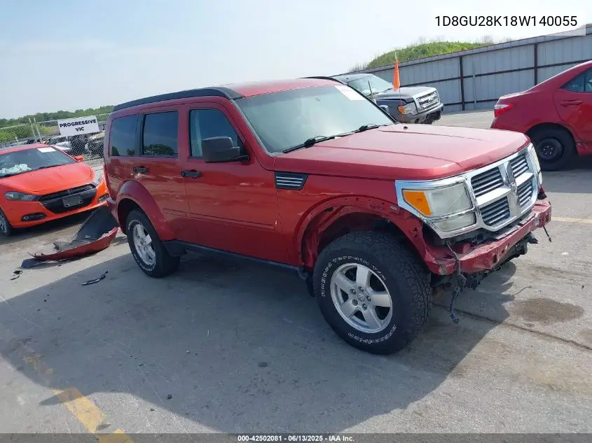 2008 Dodge Nitro Sxt VIN: 1D8GU28K18W140055 Lot: 42502081