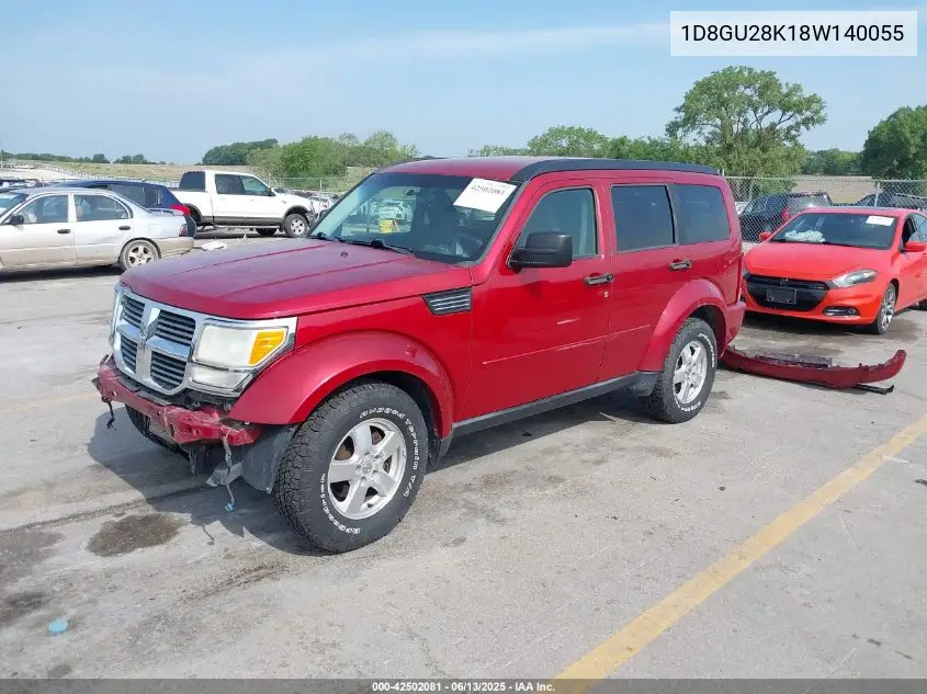 2008 Dodge Nitro Sxt VIN: 1D8GU28K18W140055 Lot: 42502081
