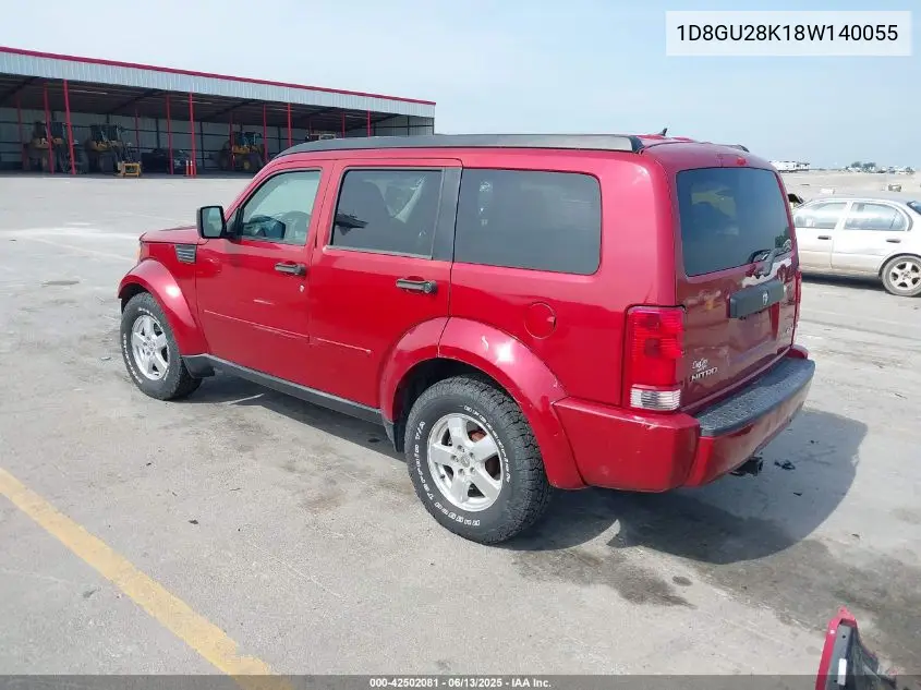 2008 Dodge Nitro Sxt VIN: 1D8GU28K18W140055 Lot: 42502081
