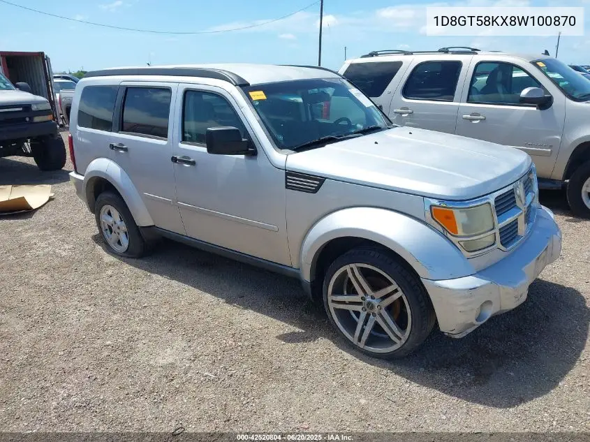 2008 Dodge Nitro Slt/Rt VIN: 1D8GT58KX8W100870 Lot: 42520804