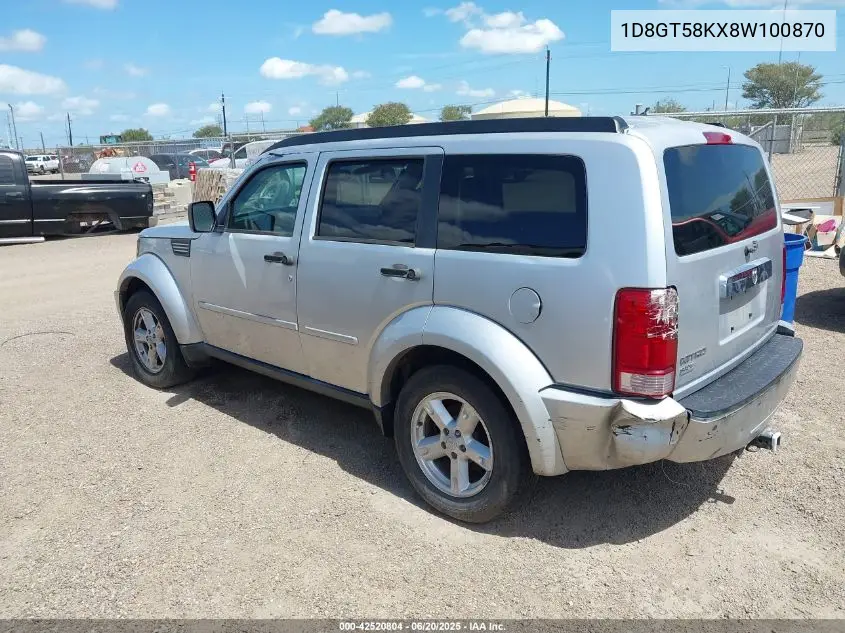 2008 Dodge Nitro Slt/Rt VIN: 1D8GT58KX8W100870 Lot: 42520804