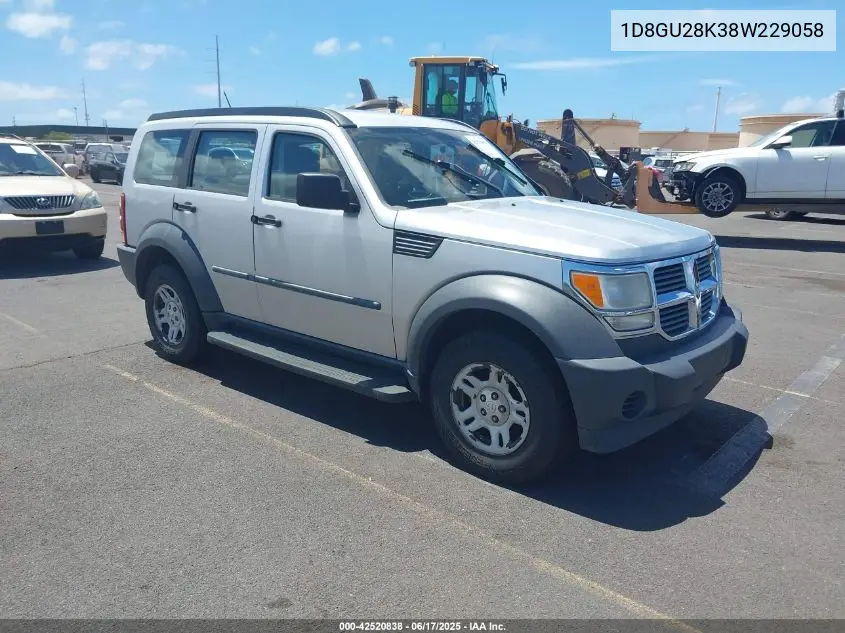 2008 Dodge Nitro Sxt VIN: 1D8GU28K38W229058 Lot: 42520838