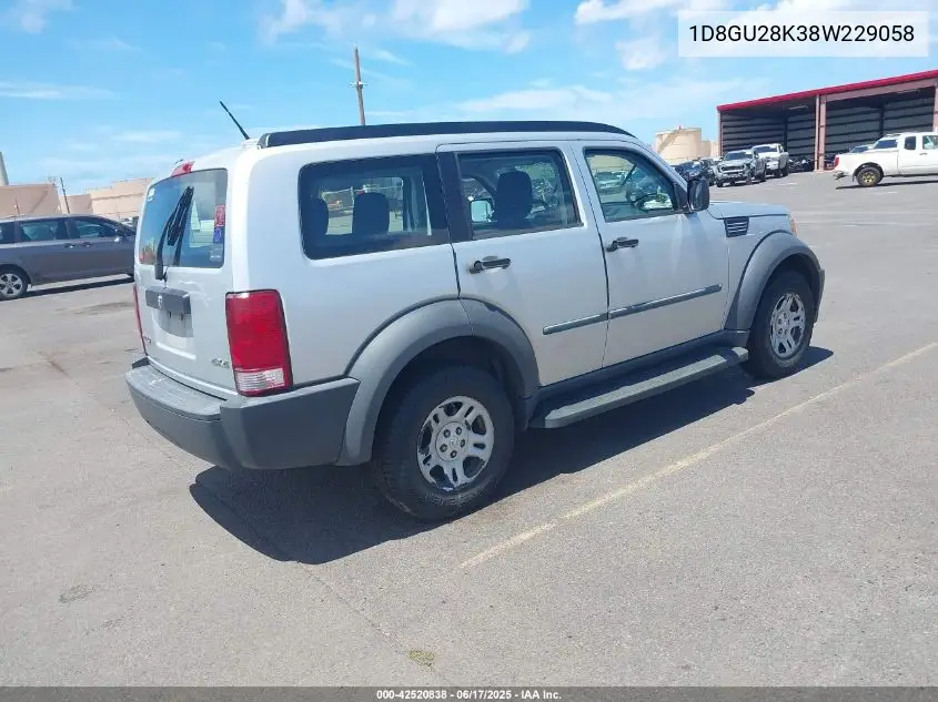 2008 Dodge Nitro Sxt VIN: 1D8GU28K38W229058 Lot: 42520838
