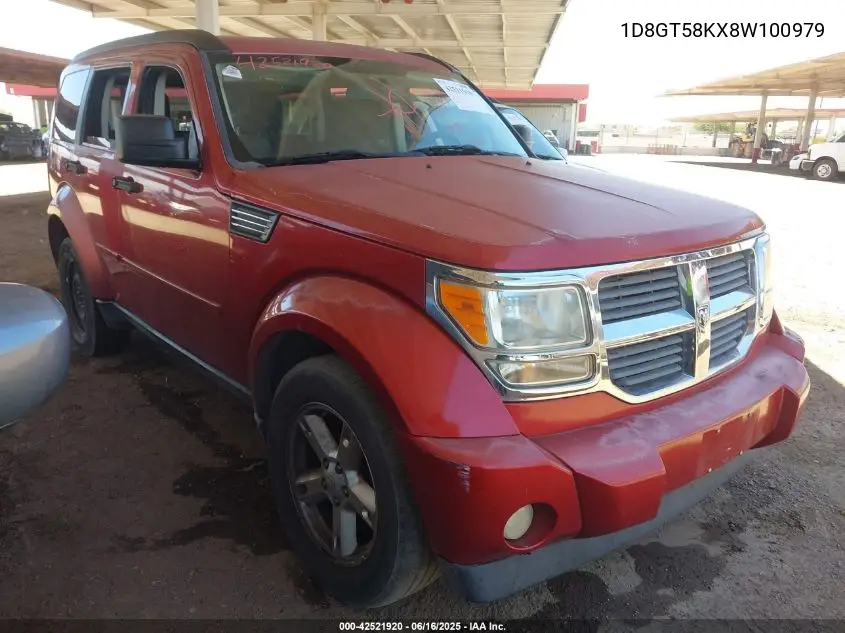 2008 Dodge Nitro Slt/Rt VIN: 1D8GT58KX8W100979 Lot: 42521920