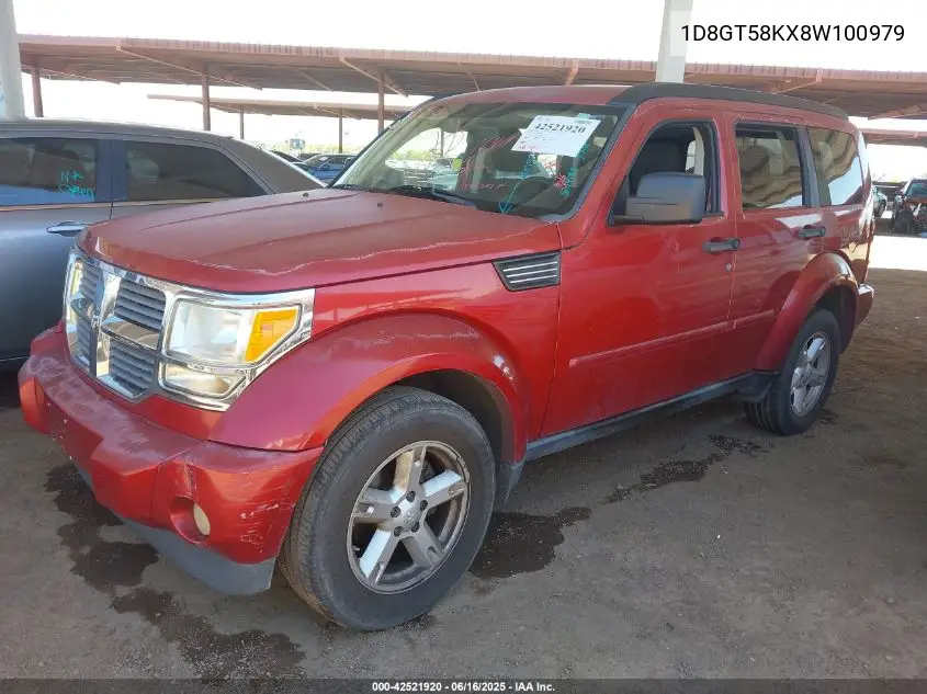 2008 Dodge Nitro Slt/Rt VIN: 1D8GT58KX8W100979 Lot: 42521920