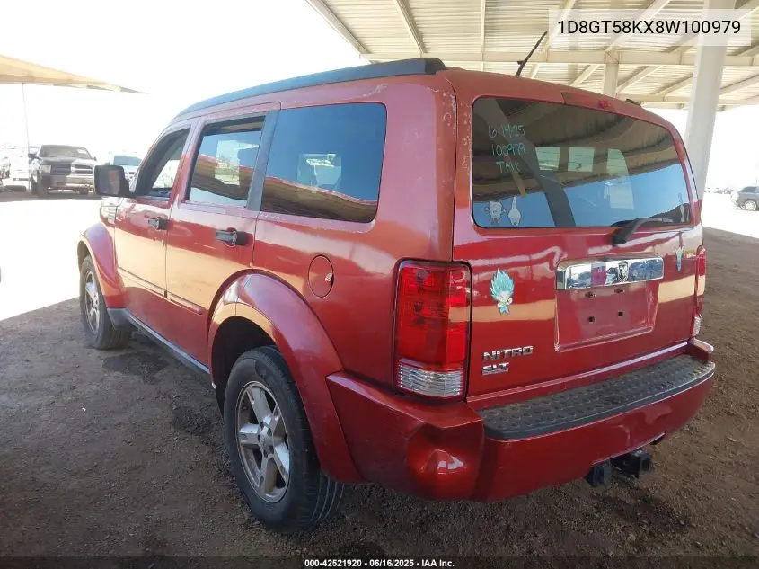 2008 Dodge Nitro Slt/Rt VIN: 1D8GT58KX8W100979 Lot: 42521920