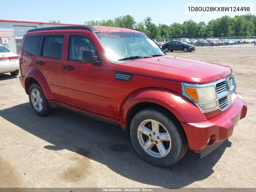 2008 Dodge Nitro Sxt VIN: 1D8GU28KX8W124498 Lot: 42563094