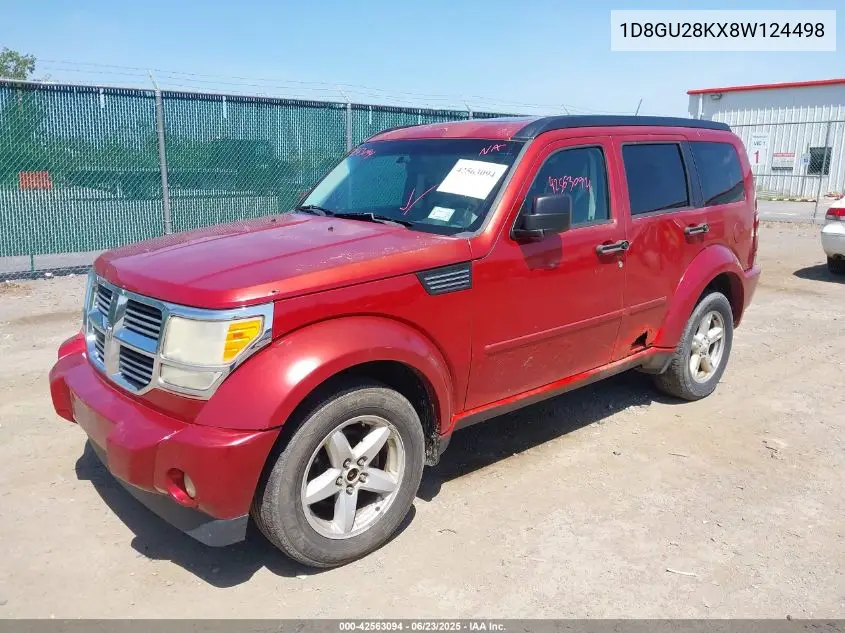 2008 Dodge Nitro Sxt VIN: 1D8GU28KX8W124498 Lot: 42563094