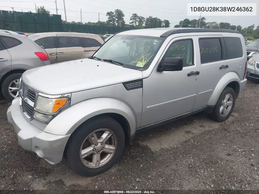 2008 Dodge Nitro Sxt VIN: 1D8GU28K38W246362 Lot: 42575988