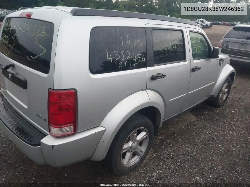 2008 Dodge Nitro Sxt VIN: 1D8GU28K38W246362 Lot: 42575988