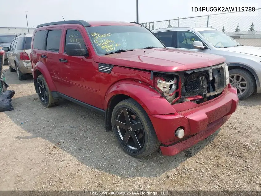 2010 Dodge Nitro Sxt VIN: 1D4PU5GK2AW119788 Lot: 12325351