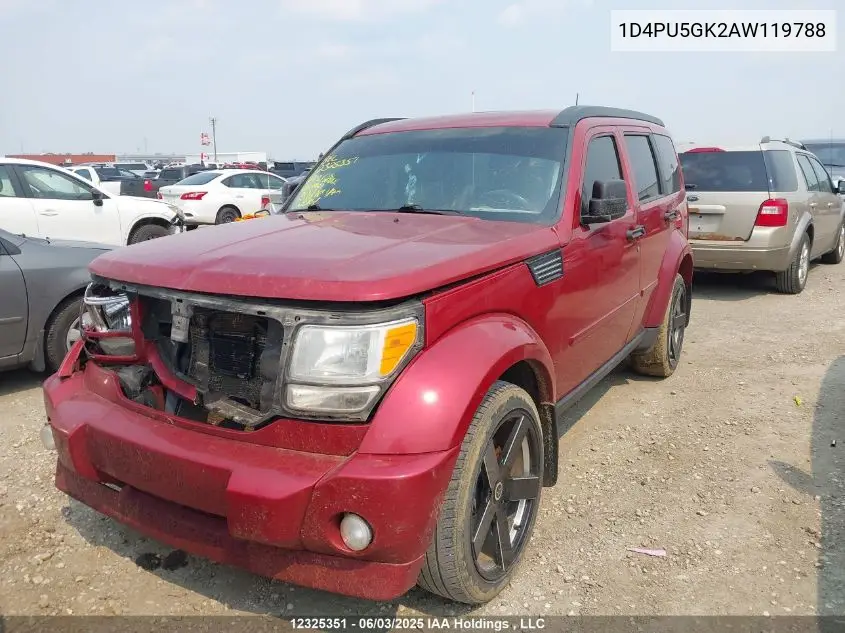 2010 Dodge Nitro Sxt VIN: 1D4PU5GK2AW119788 Lot: 12325351