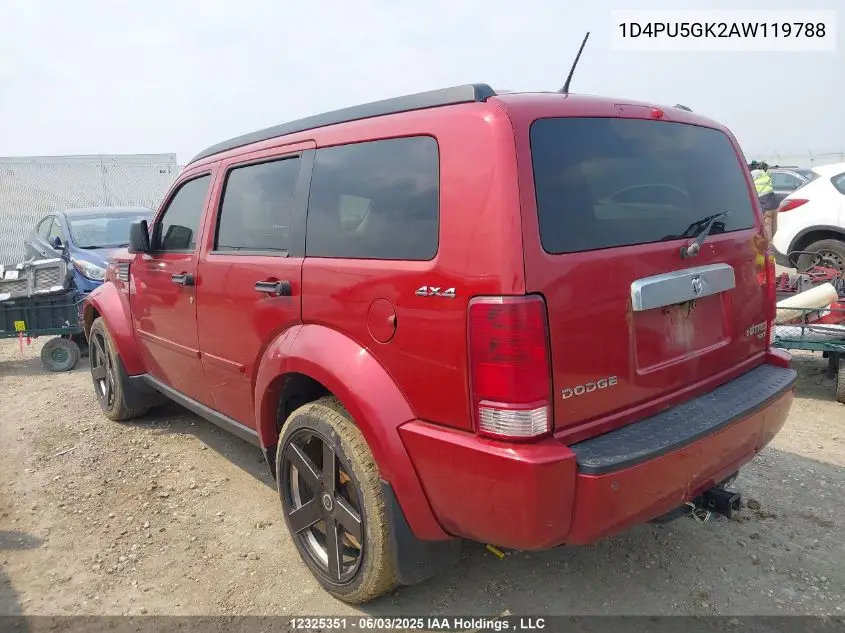 2010 Dodge Nitro Sxt VIN: 1D4PU5GK2AW119788 Lot: 12325351