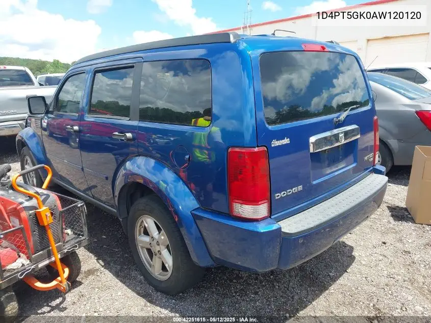 2010 Dodge Nitro Sxt VIN: 1D4PT5GK0AW120120 Lot: 42251615