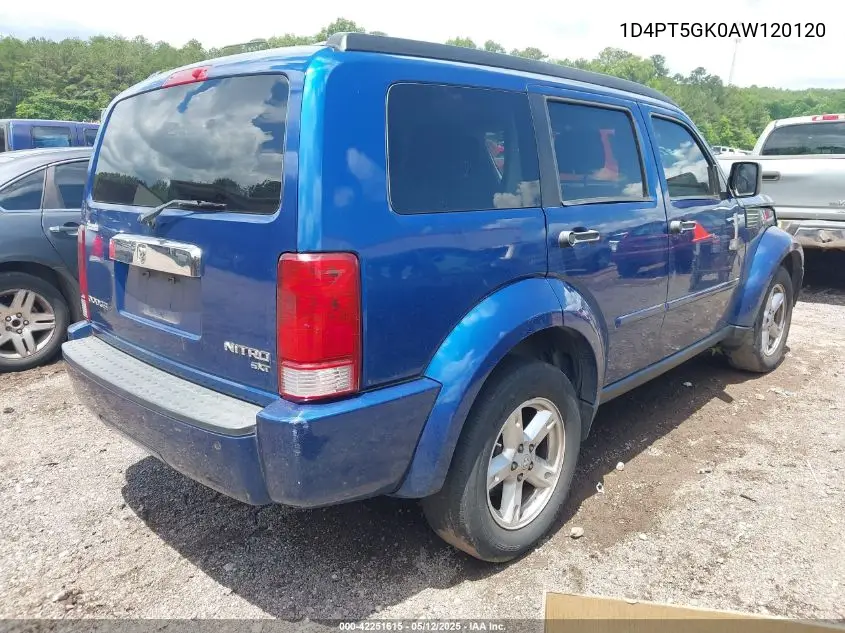 2010 Dodge Nitro Sxt VIN: 1D4PT5GK0AW120120 Lot: 42251615