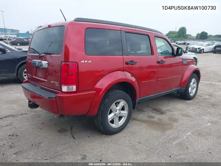 2010 Dodge Nitro Sxt VIN: 1D4PU5GK8AW100730 Lot: 42492250