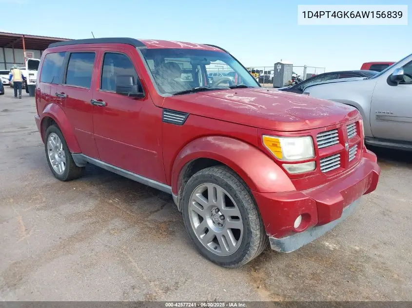 2010 Dodge Nitro Heat VIN: 1D4PT4GK6AW156839 Lot: 42577241