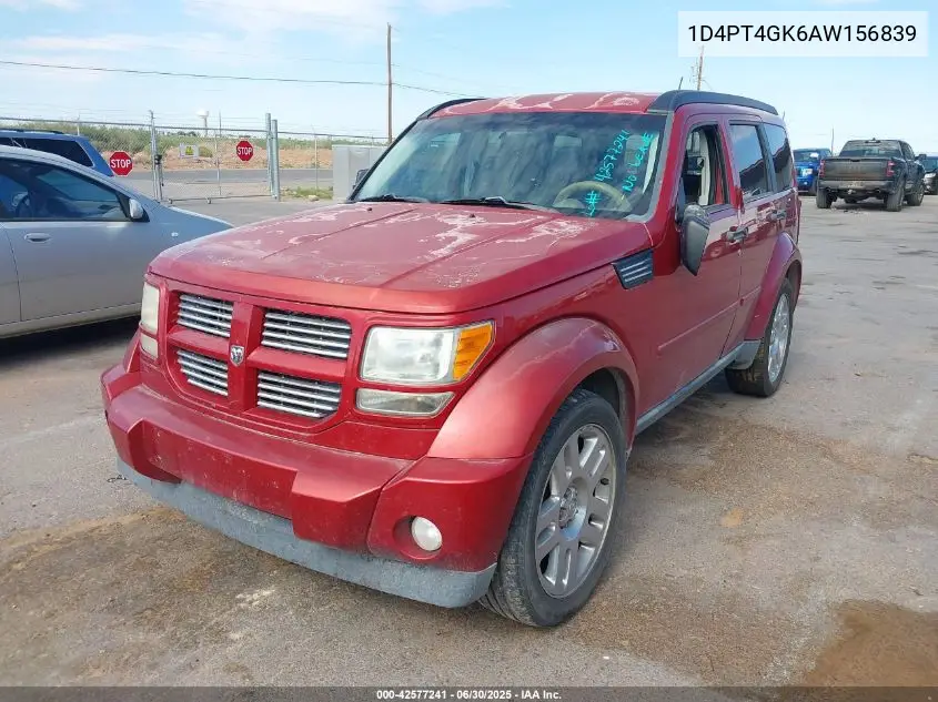 2010 Dodge Nitro Heat VIN: 1D4PT4GK6AW156839 Lot: 42577241