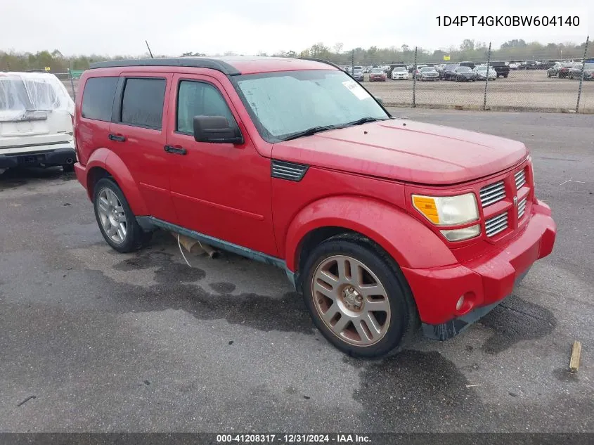 2011 Dodge Nitro Heat VIN: 1D4PT4GK0BW604140 Lot: 41208317