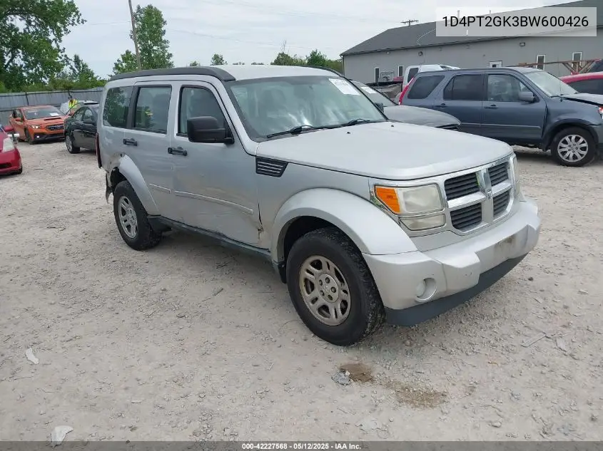 2011 Dodge Nitro Se VIN: 1D4PT2GK3BW600426 Lot: 42227568