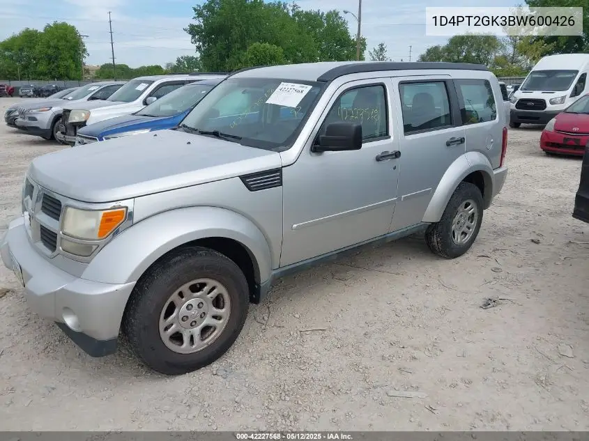 2011 Dodge Nitro Se VIN: 1D4PT2GK3BW600426 Lot: 42227568