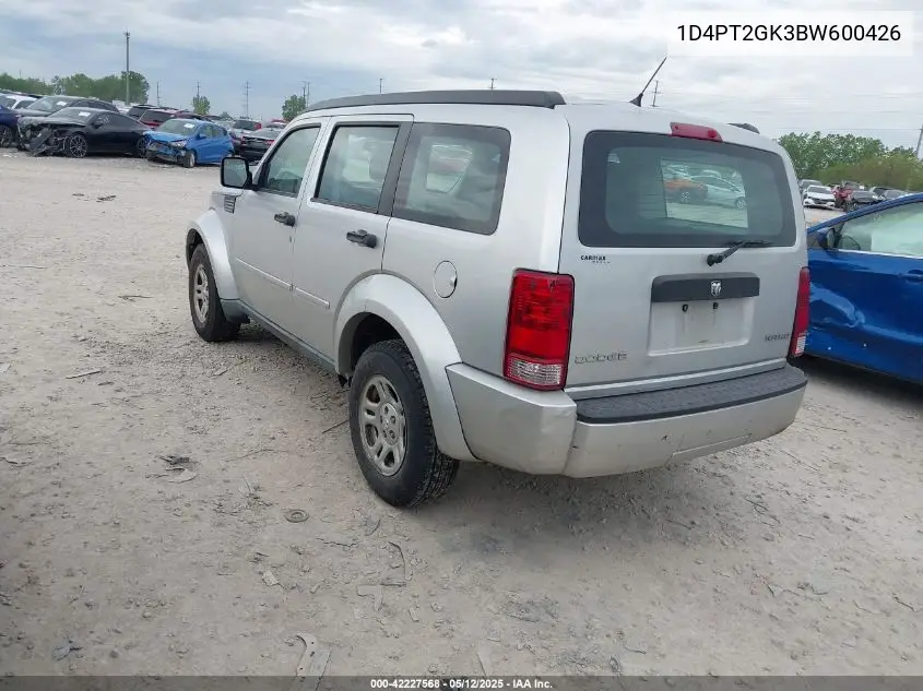 2011 Dodge Nitro Se VIN: 1D4PT2GK3BW600426 Lot: 42227568