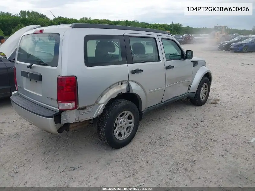2011 Dodge Nitro Se VIN: 1D4PT2GK3BW600426 Lot: 42227568