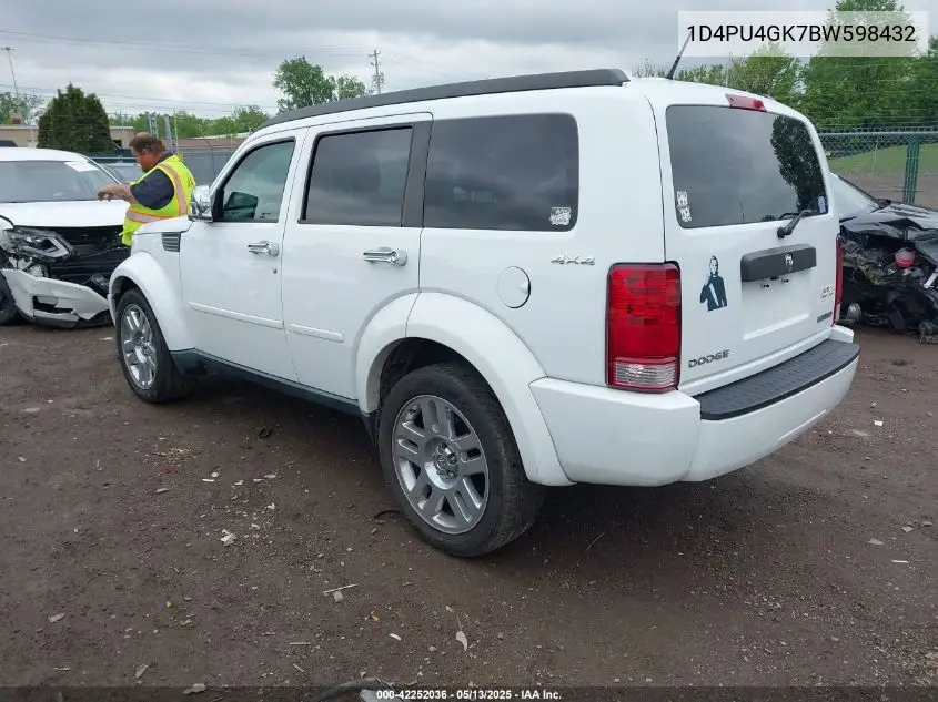 2011 Dodge Nitro Heat VIN: 1D4PU4GK7BW598432 Lot: 42252036