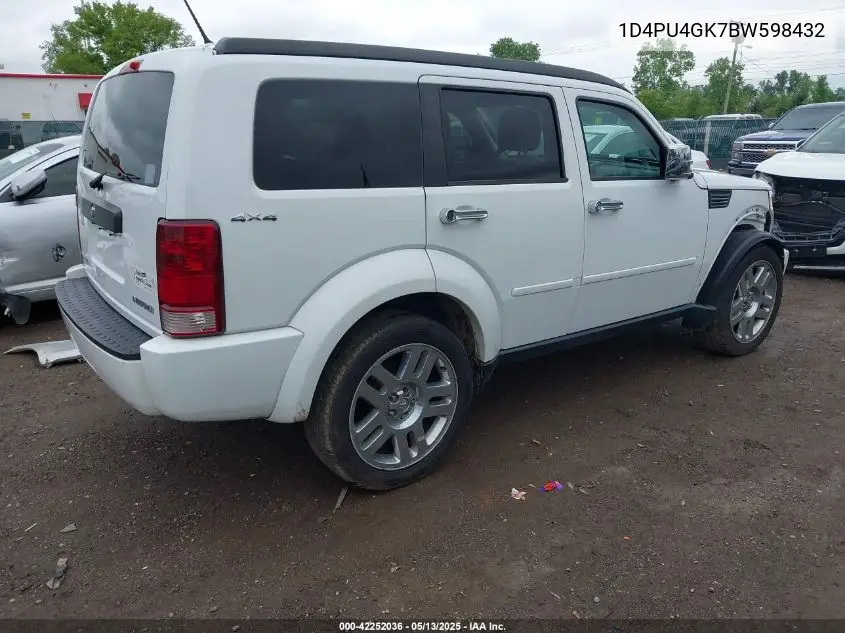 2011 Dodge Nitro Heat VIN: 1D4PU4GK7BW598432 Lot: 42252036