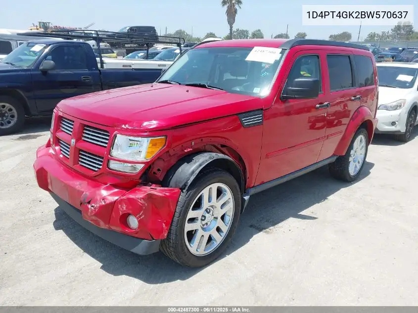 2011 Dodge Nitro Heat VIN: 1D4PT4GK2BW570637 Lot: 42487300