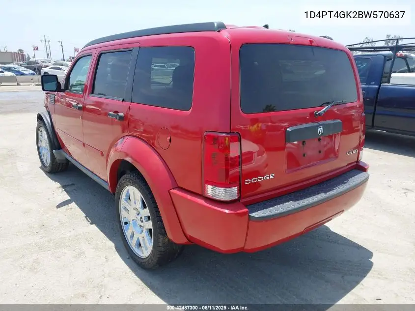 2011 Dodge Nitro Heat VIN: 1D4PT4GK2BW570637 Lot: 42487300