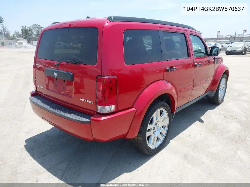 2011 Dodge Nitro Heat VIN: 1D4PT4GK2BW570637 Lot: 42487300
